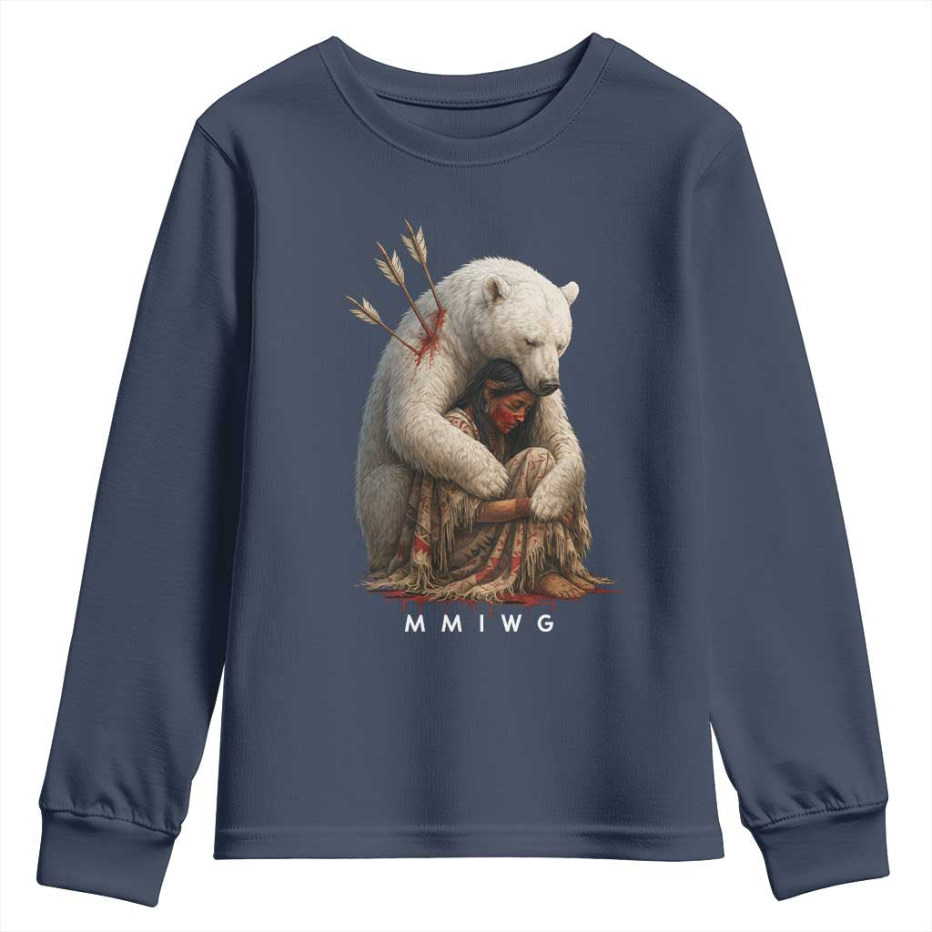 MMIW Native American Youth Sweatshirt Spirit Bear Protecting Indigenous Woman MMIWG - Wonder Print Shop