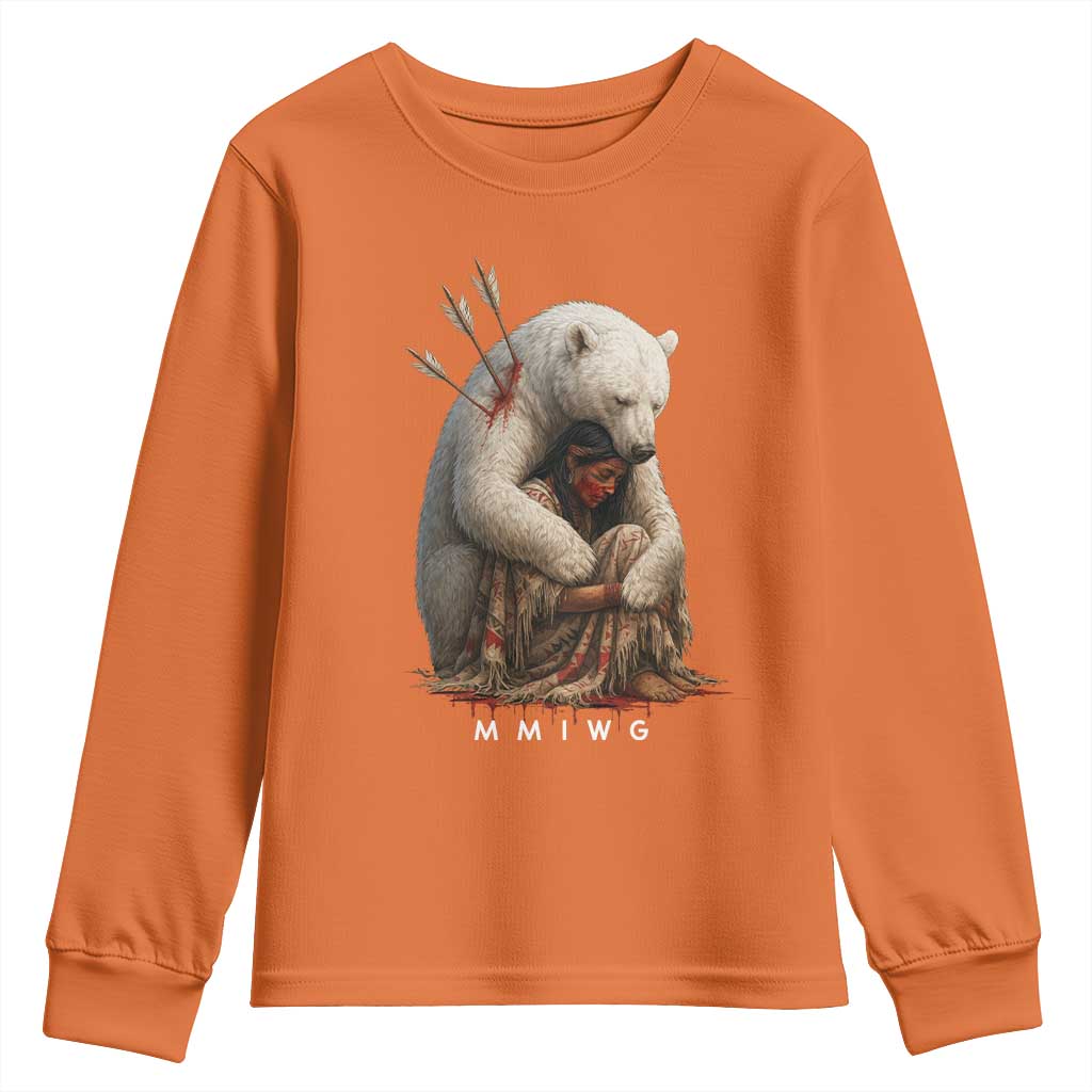 MMIW Native American Youth Sweatshirt Spirit Bear Protecting Indigenous Woman MMIWG - Wonder Print Shop