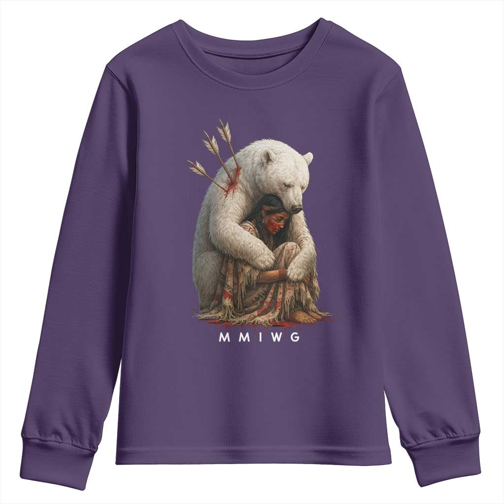 MMIW Native American Youth Sweatshirt Spirit Bear Protecting Indigenous Woman MMIWG - Wonder Print Shop
