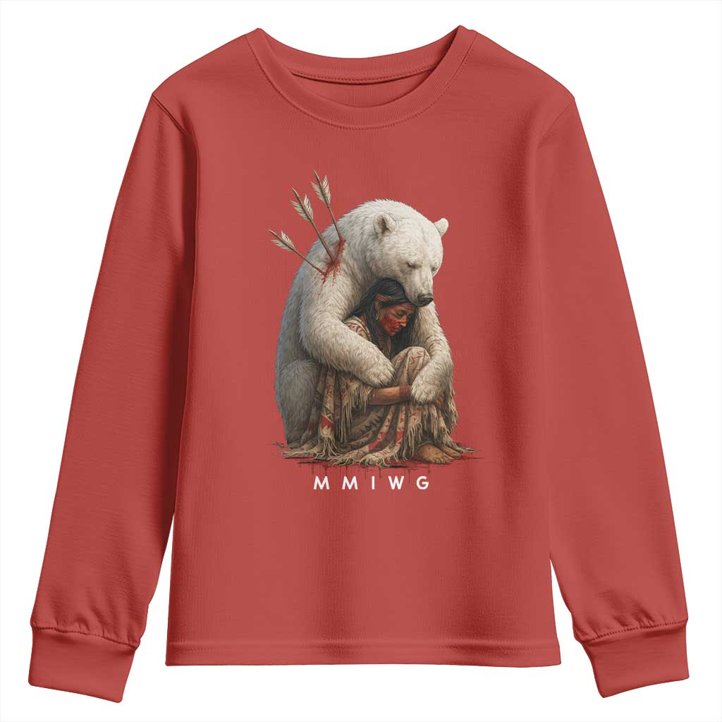 MMIW Native American Youth Sweatshirt Spirit Bear Protecting Indigenous Woman MMIWG - Wonder Print Shop
