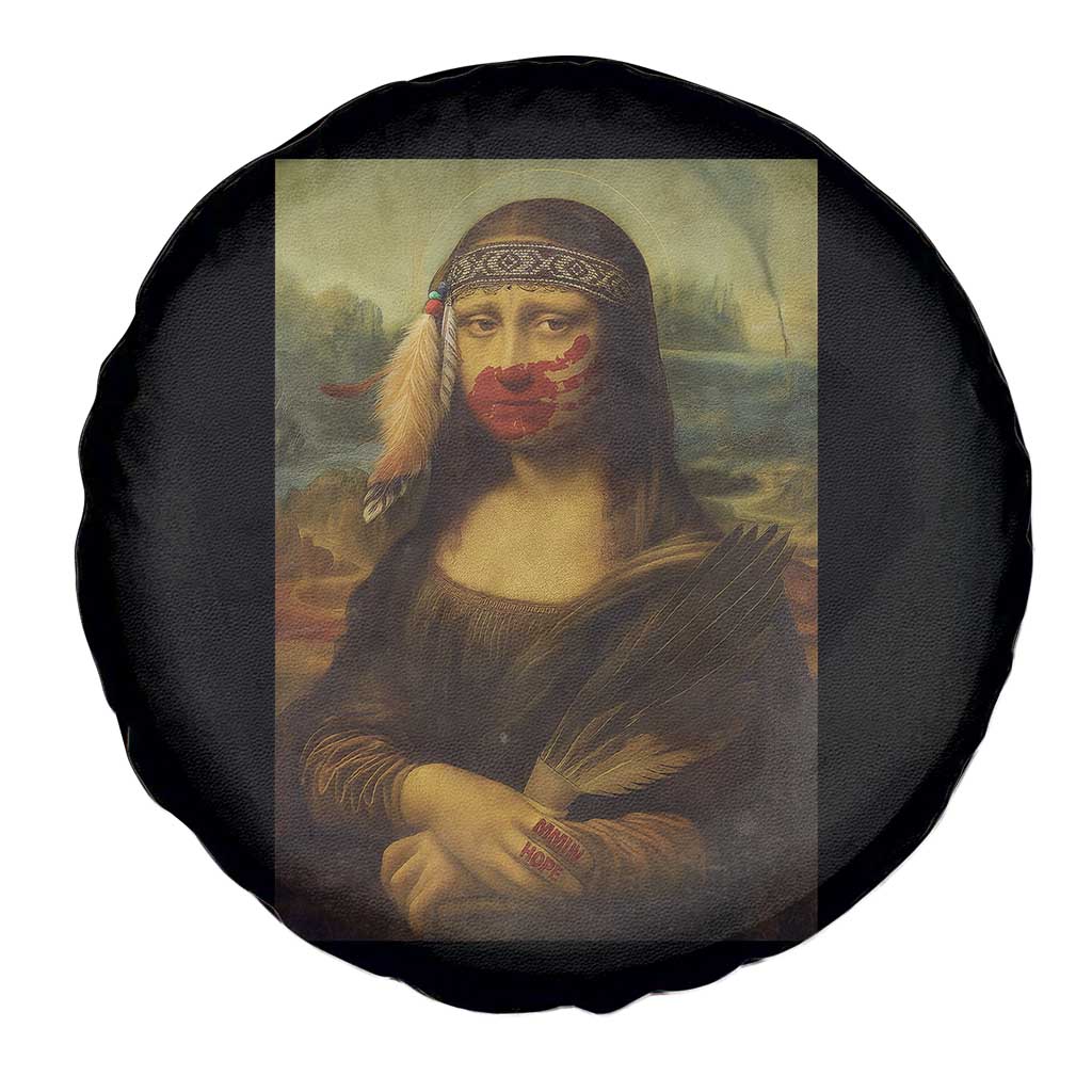 MMIW Awareness Spare Tire Cover Mona Lisa Red Handprint Indigenous Woman Stop Stolen Sisters