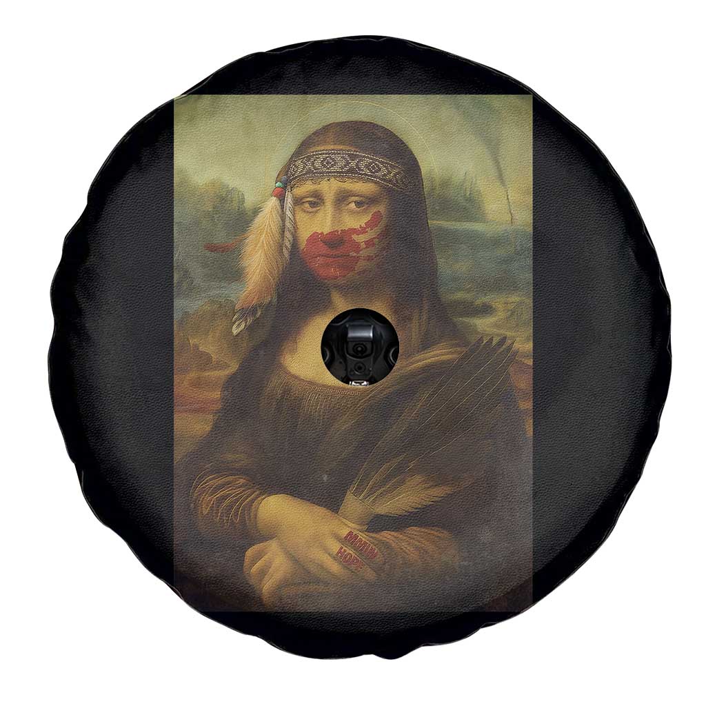 MMIW Awareness Spare Tire Cover Mona Lisa Red Handprint Indigenous Woman Stop Stolen Sisters