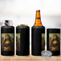 MMIW Awareness 4 in 1 Can Cooler Tumbler Mona Lisa Red Handprint Indigenous Woman Stop Stolen Sisters