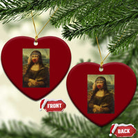 MMIW Awareness Ceramic Ornament Mona Lisa Red Handprint Indigenous Woman Stop Stolen Sisters