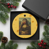 MMIW Awareness Ceramic Ornament Mona Lisa Red Handprint Indigenous Woman Stop Stolen Sisters