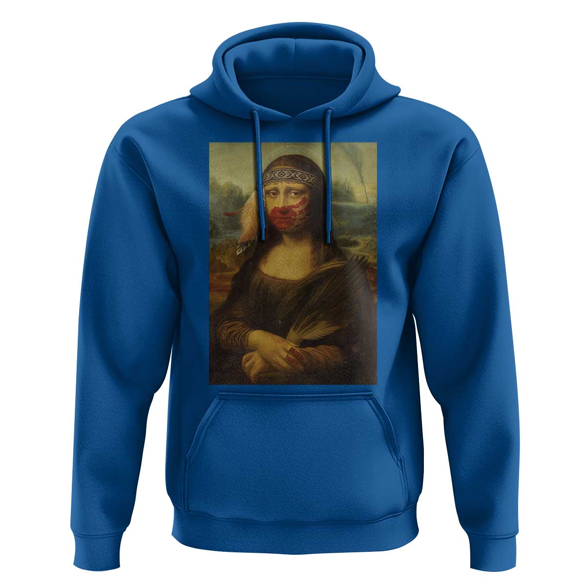 MMIW Awareness Hoodie Mona Lisa Red Handprint Indigenous Woman Stop Stolen Sisters