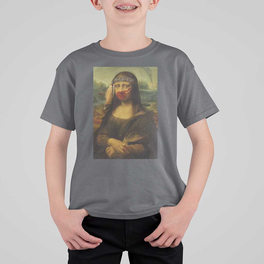 MMIW Awareness T Shirt For Kid Mona Lisa Red Handprint Indigenous Woman Stop Stolen Sisters