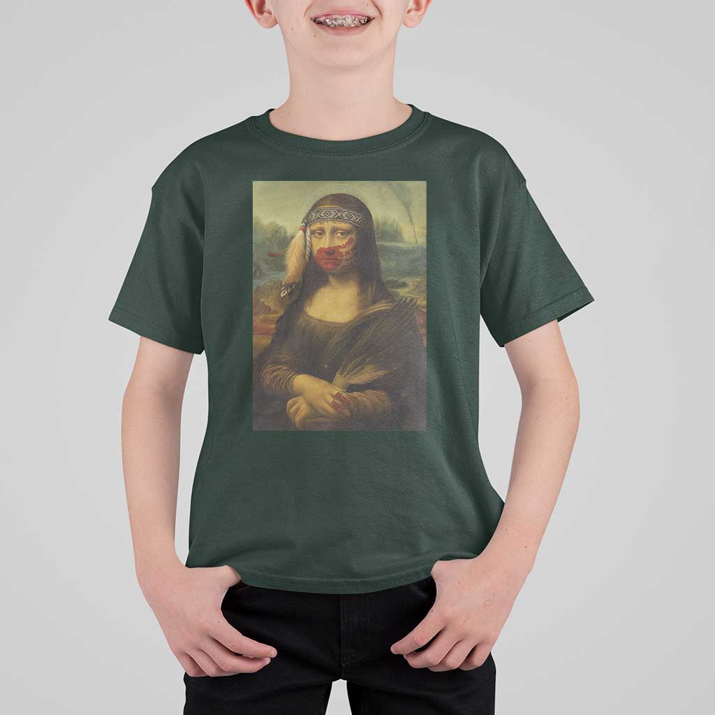 MMIW Awareness T Shirt For Kid Mona Lisa Red Handprint Indigenous Woman Stop Stolen Sisters
