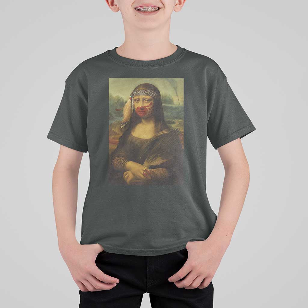 MMIW Awareness T Shirt For Kid Mona Lisa Red Handprint Indigenous Woman Stop Stolen Sisters