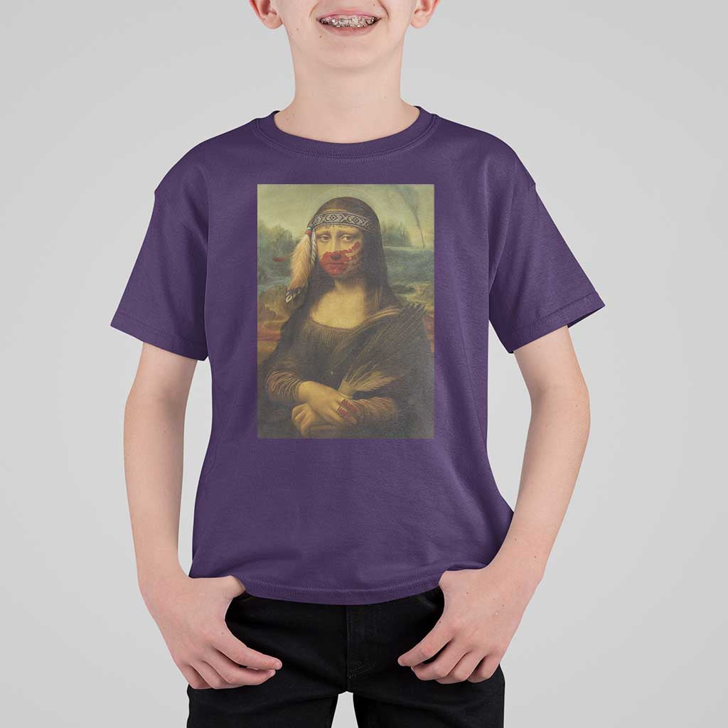 MMIW Awareness T Shirt For Kid Mona Lisa Red Handprint Indigenous Woman Stop Stolen Sisters