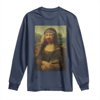 MMIW Awareness Long Sleeve Shirt Mona Lisa Red Handprint Indigenous Woman Stop Stolen Sisters