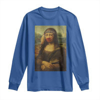 MMIW Awareness Long Sleeve Shirt Mona Lisa Red Handprint Indigenous Woman Stop Stolen Sisters