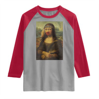 MMIW Awareness Raglan Shirt Mona Lisa Red Handprint Indigenous Woman Stop Stolen Sisters