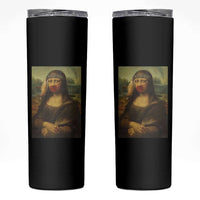 MMIW Awareness Skinny Tumbler Mona Lisa Red Handprint Indigenous Woman Stop Stolen Sisters