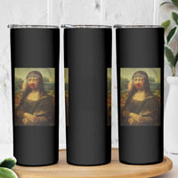 MMIW Awareness Skinny Tumbler Mona Lisa Red Handprint Indigenous Woman Stop Stolen Sisters