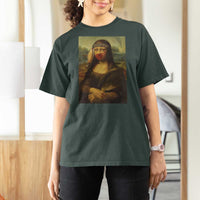 MMIW Awareness T Shirt For Women Mona Lisa Red Handprint Indigenous Woman Stop Stolen Sisters