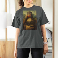 MMIW Awareness T Shirt For Women Mona Lisa Red Handprint Indigenous Woman Stop Stolen Sisters