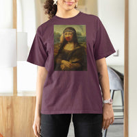 MMIW Awareness T Shirt For Women Mona Lisa Red Handprint Indigenous Woman Stop Stolen Sisters
