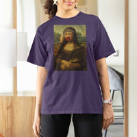 MMIW Awareness T Shirt For Women Mona Lisa Red Handprint Indigenous Woman Stop Stolen Sisters