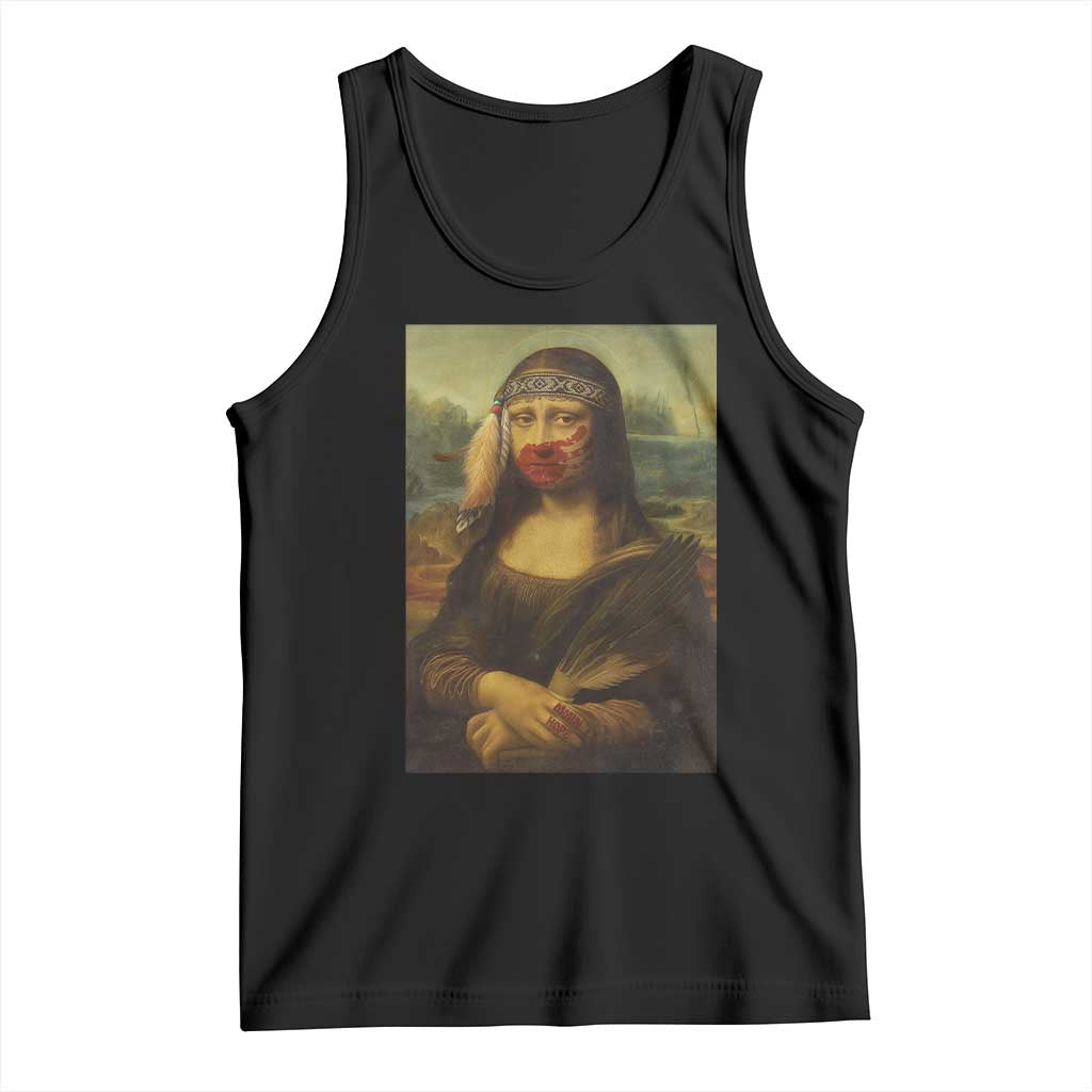 MMIW Awareness Tank Top Mona Lisa Red Handprint Indigenous Woman Stop Stolen Sisters