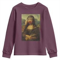 MMIW Awareness Youth Sweatshirt Mona Lisa Red Handprint Indigenous Woman Stop Stolen Sisters