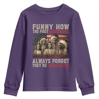 Native American Youth Sweatshirt Funny The First Immigrants Always Forget - Wonder Print Shop