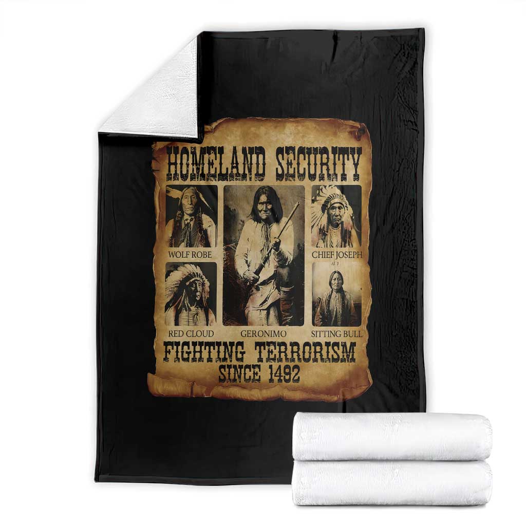 Vintage Native American Throw Blanket Homeland Security Fighting Terrorism Since 1492 - Wonder Print Shop