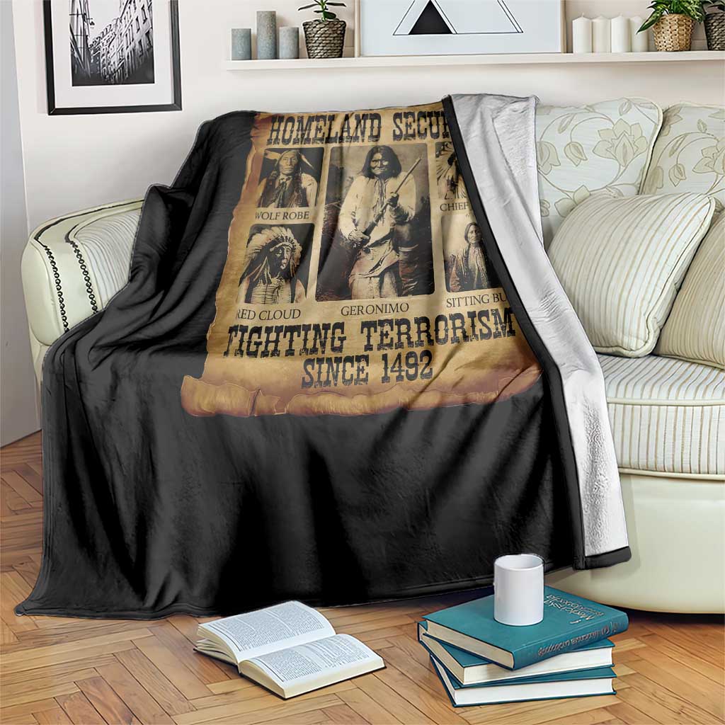 Vintage Native American Throw Blanket Homeland Security Fighting Terrorism Since 1492 - Wonder Print Shop