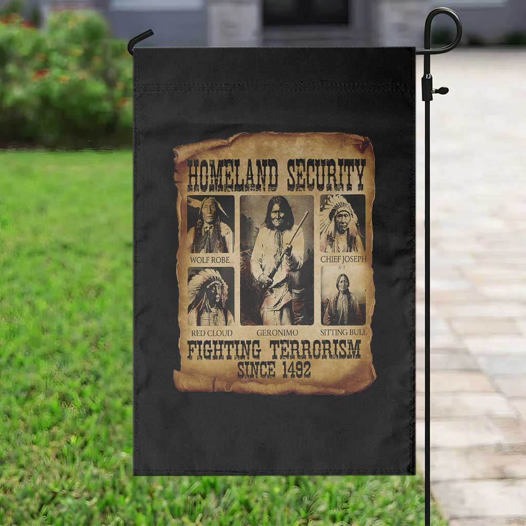 Vintage Native American Garden Flag Homeland Security Fighting Terrorism Since 1492 - Wonder Print Shop