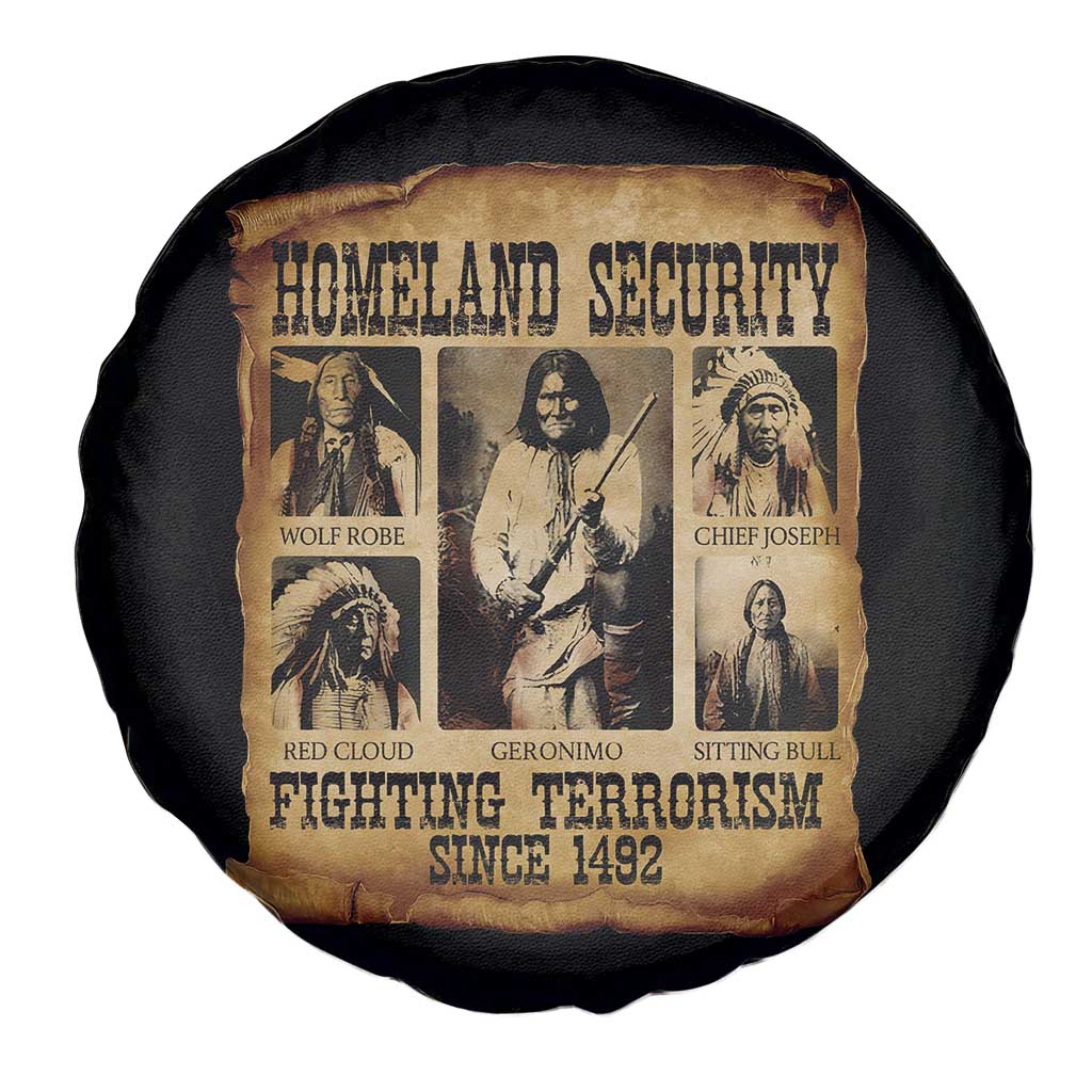 Vintage Native American Spare Tire Cover Homeland Security Fighting Terrorism Since 1492 - Wonder Print Shop