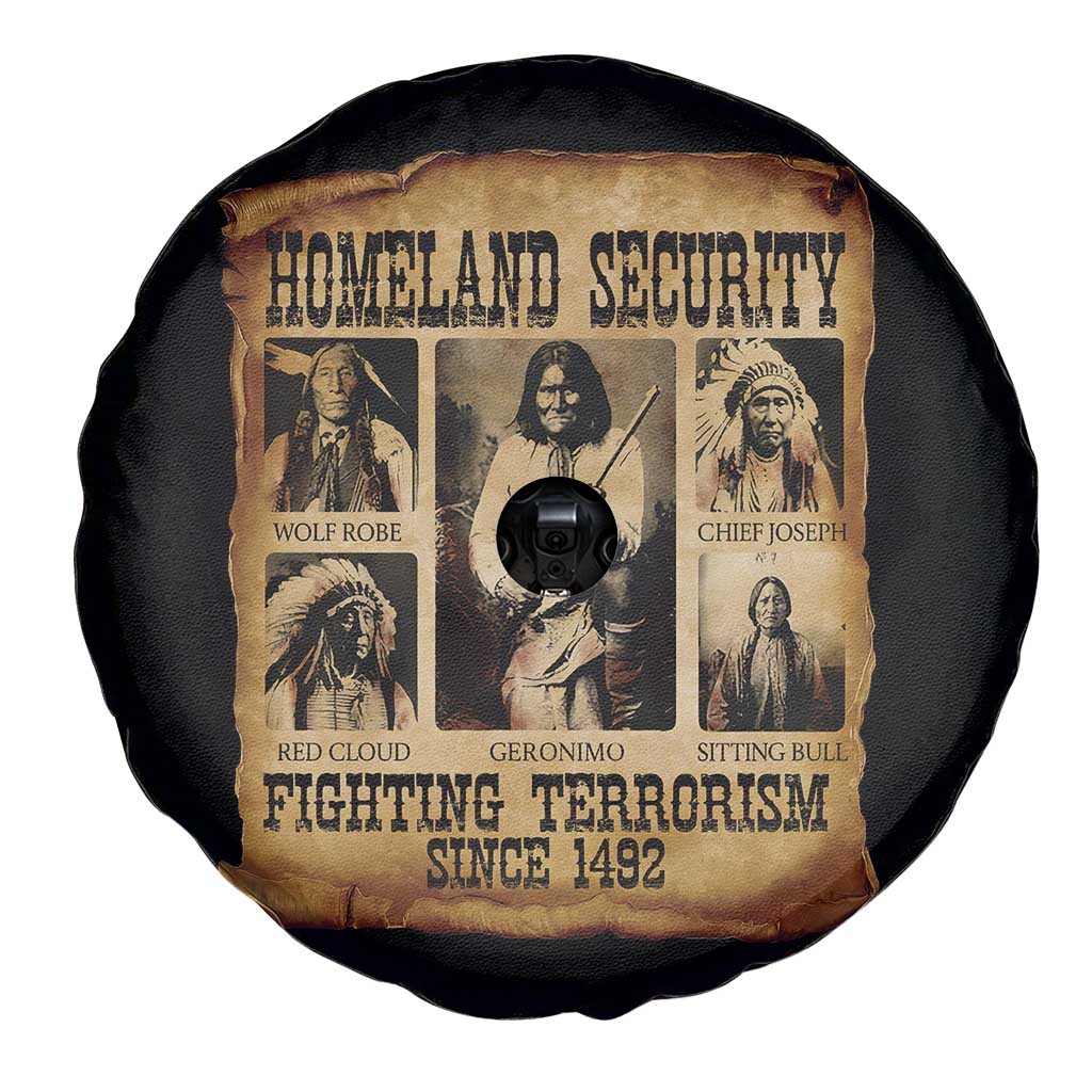 Vintage Native American Spare Tire Cover Homeland Security Fighting Terrorism Since 1492 - Wonder Print Shop
