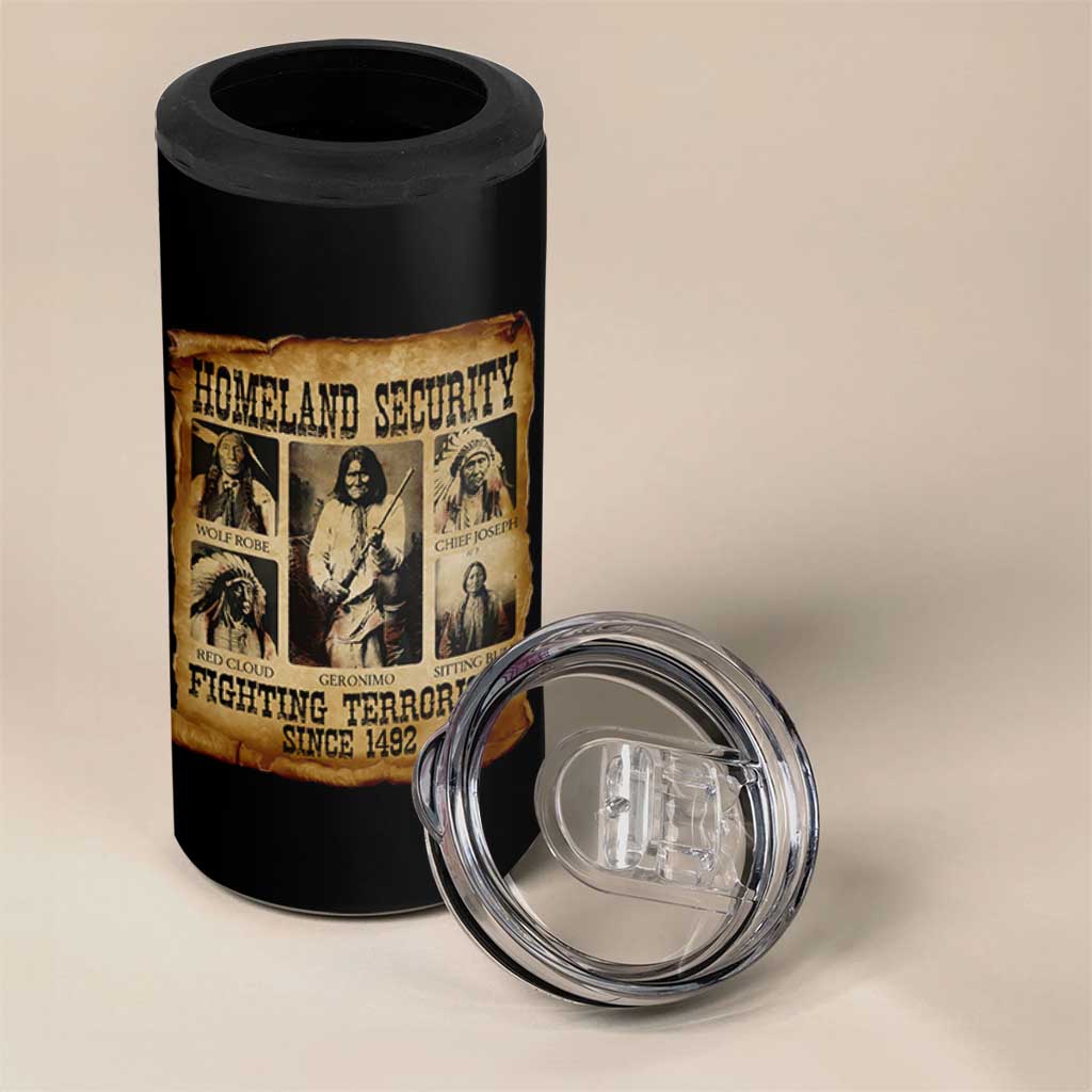 Vintage Native American 4 in 1 Can Cooler Tumbler Homeland Security Fighting Terrorism Since 1492 - Wonder Print Shop