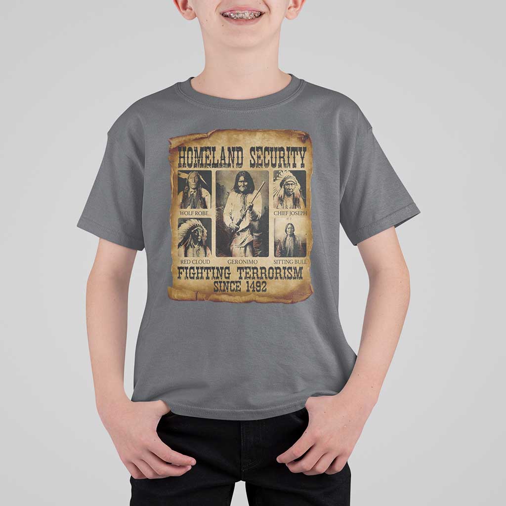 Vintage Native American T Shirt For Kid Homeland Security Fighting Terrorism Since 1492 - Wonder Print Shop