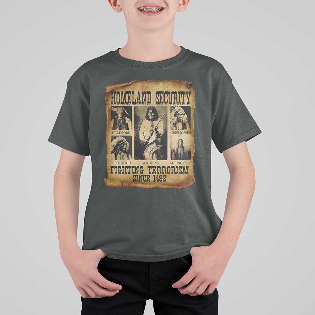 Vintage Native American T Shirt For Kid Homeland Security Fighting Terrorism Since 1492 - Wonder Print Shop