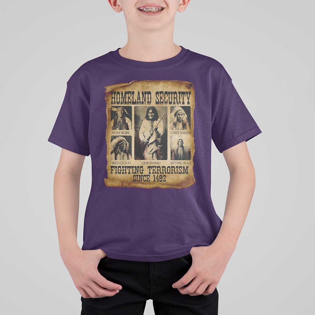 Vintage Native American T Shirt For Kid Homeland Security Fighting Terrorism Since 1492 - Wonder Print Shop