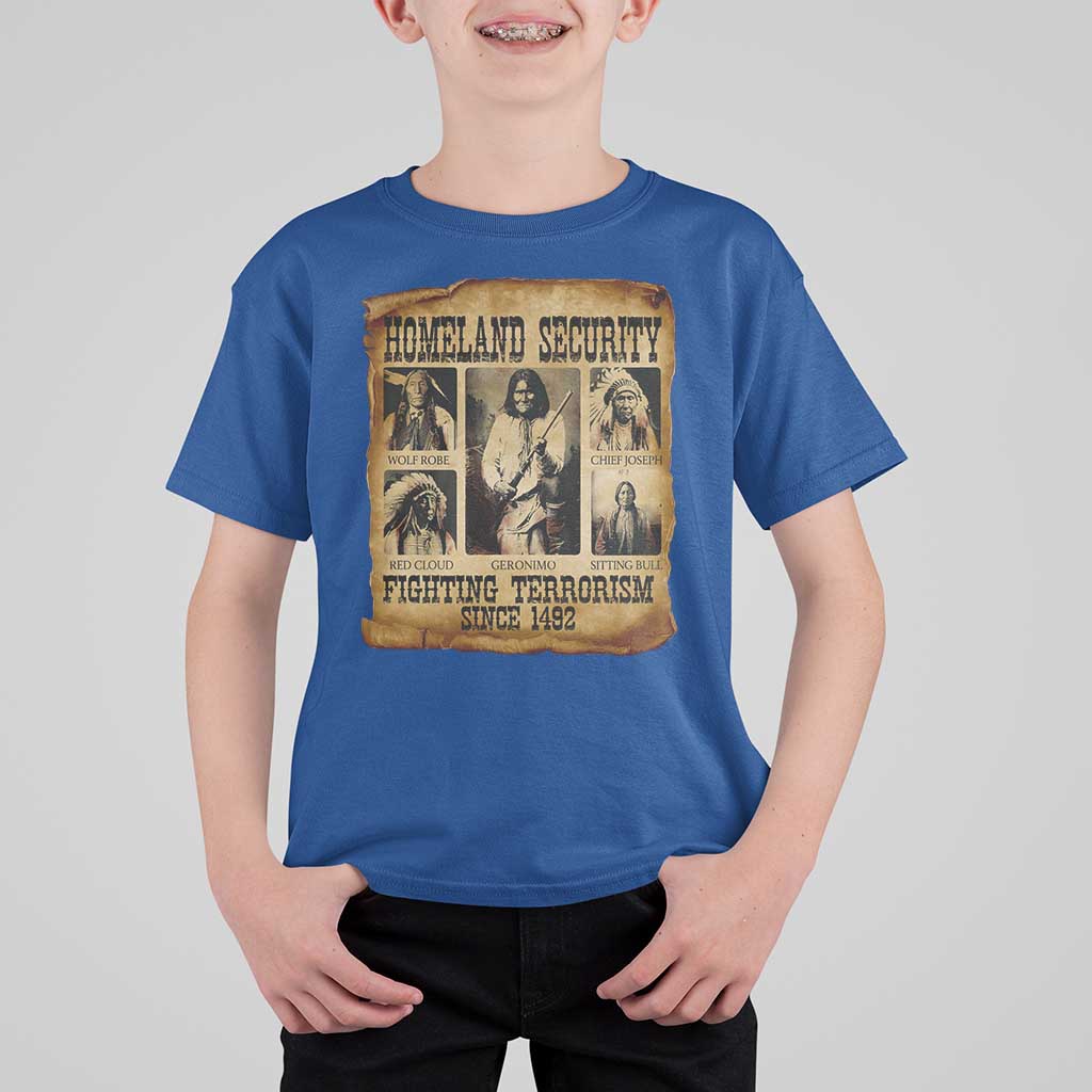 Vintage Native American T Shirt For Kid Homeland Security Fighting Terrorism Since 1492 - Wonder Print Shop