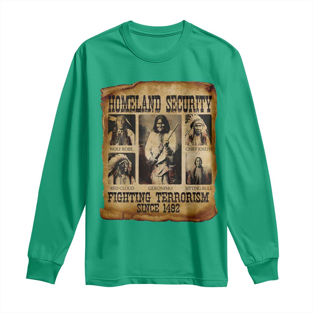 Vintage Native American Long Sleeve Shirt Homeland Security Fighting Terrorism Since 1492 - Wonder Print Shop