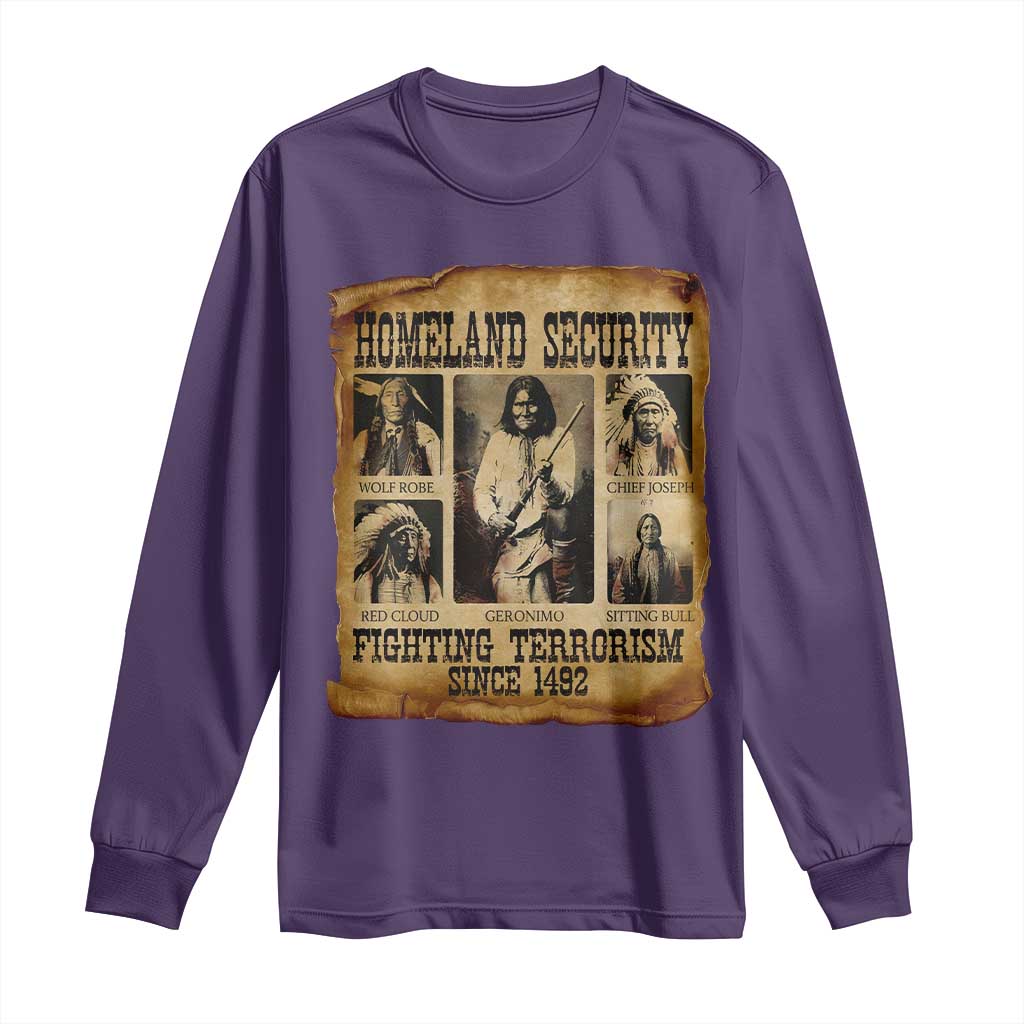Vintage Native American Long Sleeve Shirt Homeland Security Fighting Terrorism Since 1492 - Wonder Print Shop
