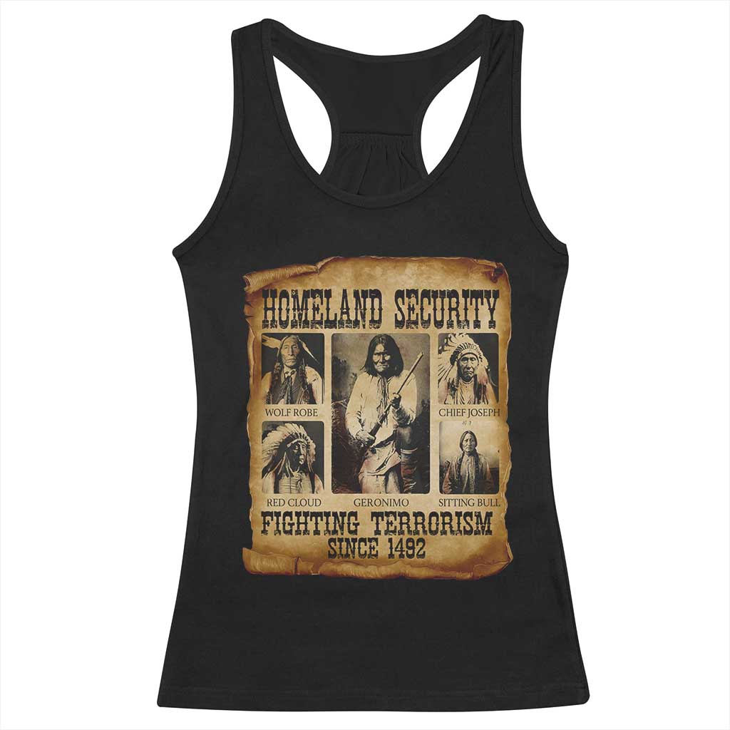 Vintage Native American Racerback Tank Top Homeland Security Fighting Terrorism Since 1492 - Wonder Print Shop