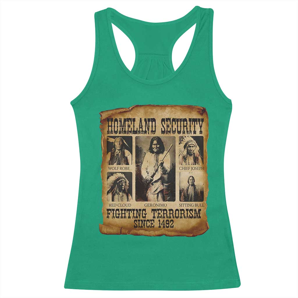 Vintage Native American Racerback Tank Top Homeland Security Fighting Terrorism Since 1492 - Wonder Print Shop