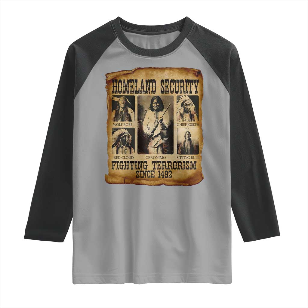 Vintage Native American Raglan Shirt Homeland Security Fighting Terrorism Since 1492 - Wonder Print Shop