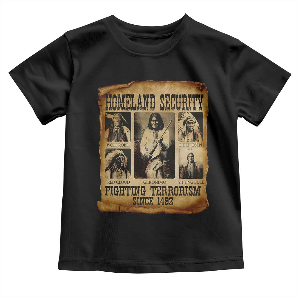 Vintage Native American Toddler T Shirt Homeland Security Fighting Terrorism Since 1492 - Wonder Print Shop