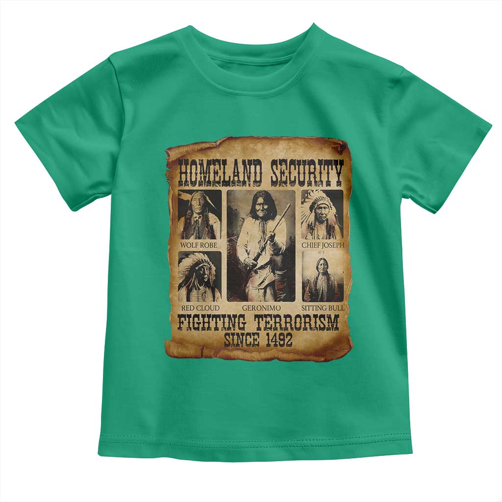 Vintage Native American Toddler T Shirt Homeland Security Fighting Terrorism Since 1492 - Wonder Print Shop