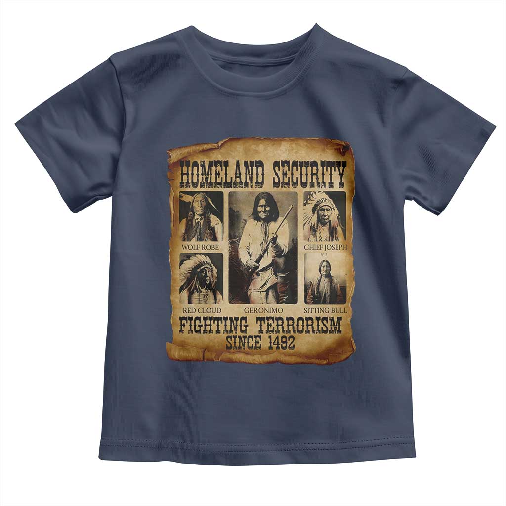 Vintage Native American Toddler T Shirt Homeland Security Fighting Terrorism Since 1492 - Wonder Print Shop