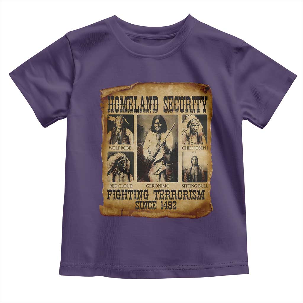Vintage Native American Toddler T Shirt Homeland Security Fighting Terrorism Since 1492 - Wonder Print Shop