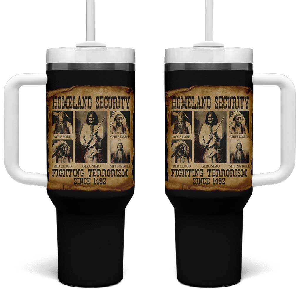 Vintage Native American Tumbler With Handle Homeland Security Fighting Terrorism Since 1492 - Wonder Print Shop