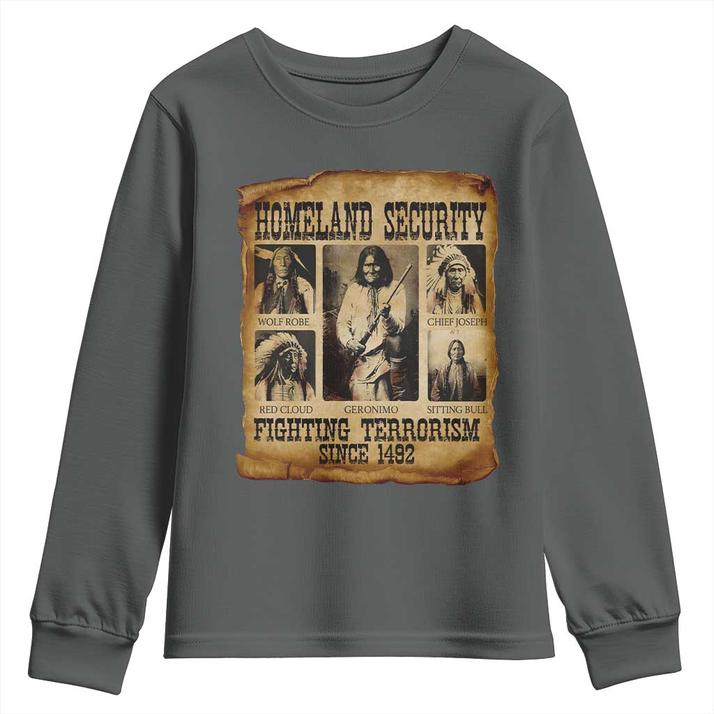 Vintage Native American Youth Sweatshirt Homeland Security Fighting Terrorism Since 1492 - Wonder Print Shop