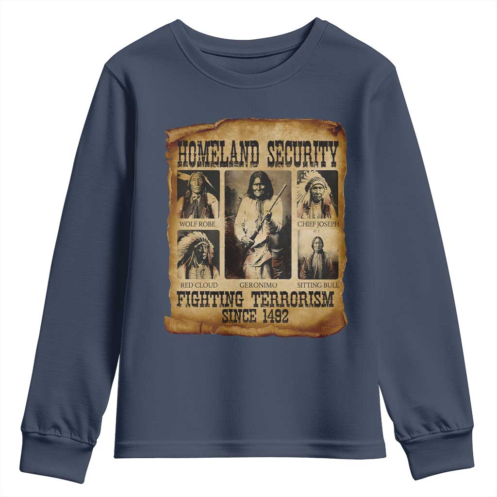 Vintage Native American Youth Sweatshirt Homeland Security Fighting Terrorism Since 1492 - Wonder Print Shop