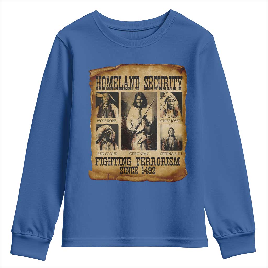 Vintage Native American Youth Sweatshirt Homeland Security Fighting Terrorism Since 1492 - Wonder Print Shop