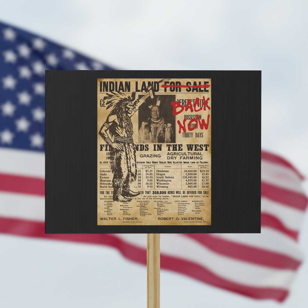 Native American Protest Sign Indian Land For Back Now
